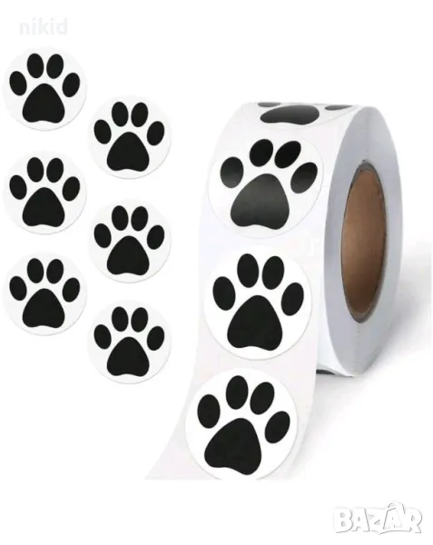 100 бр черна лапа лапи лапички малки самозалепващи лепенки стикери за ръчна изработка за подарък, снимка 1