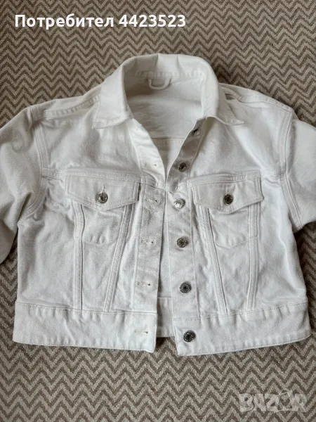 Бяло дънково яке, без следи от носене, снимка 1