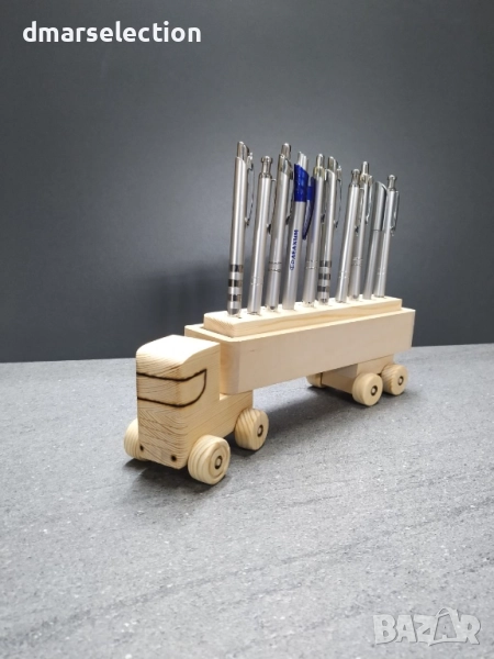 Декоративно дървено камионче с ремарке - моливник DMAR 312E1, снимка 1