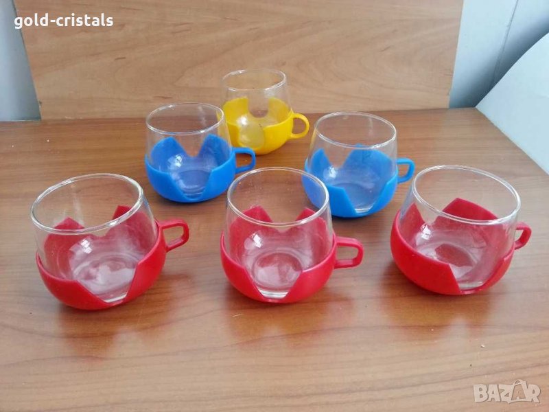 Цветни стакани подстакани с чаши за чай кафе , снимка 1