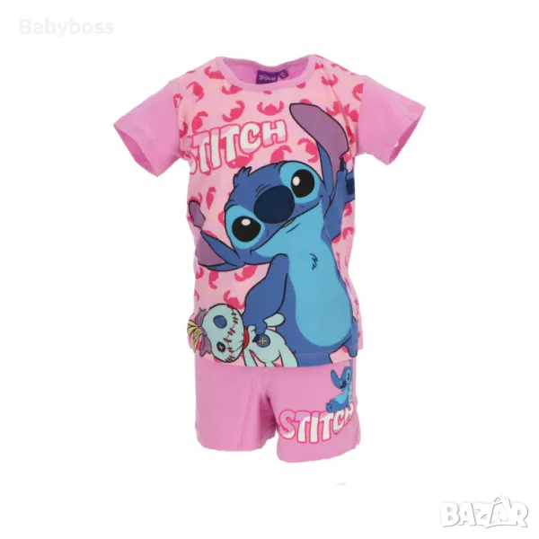 Памучна лятна пижама от две части за момиче със Стич, снимка 1