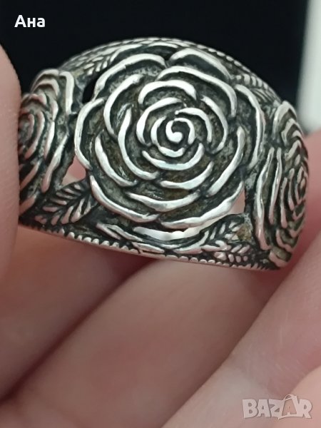 Красив сребърен пръстен роза #ДТ, снимка 1
