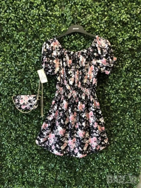 флорална рокля с чанта , снимка 1