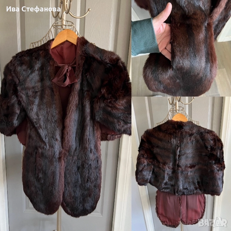 норков шал наметка болеро от норка естествен косъм кафяв универсален размер , снимка 1
