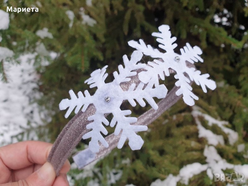 Диадема Снежинки Ръчна изработка Сребриста диадема Коледна Зимна Блясък Диадема Аксесоар за коса , снимка 1
