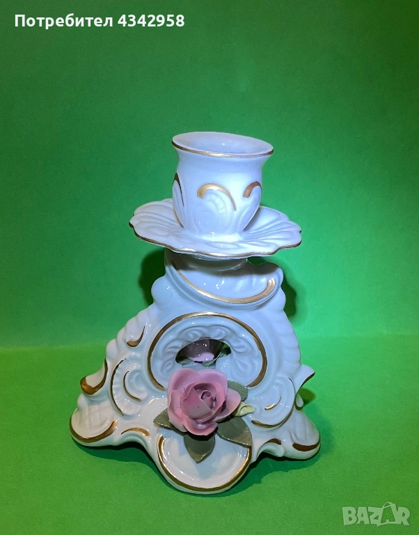 Dresden style.1935-1955г. Порцеланов свещник., снимка 1