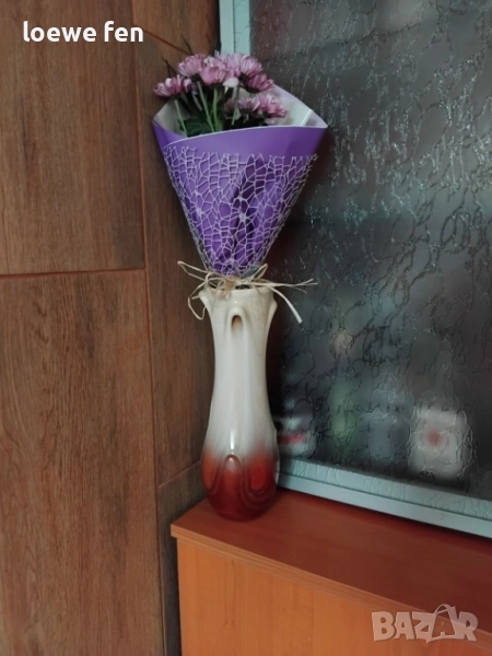 Ваза дебело цветно стъкло красива и стилна, снимка 1