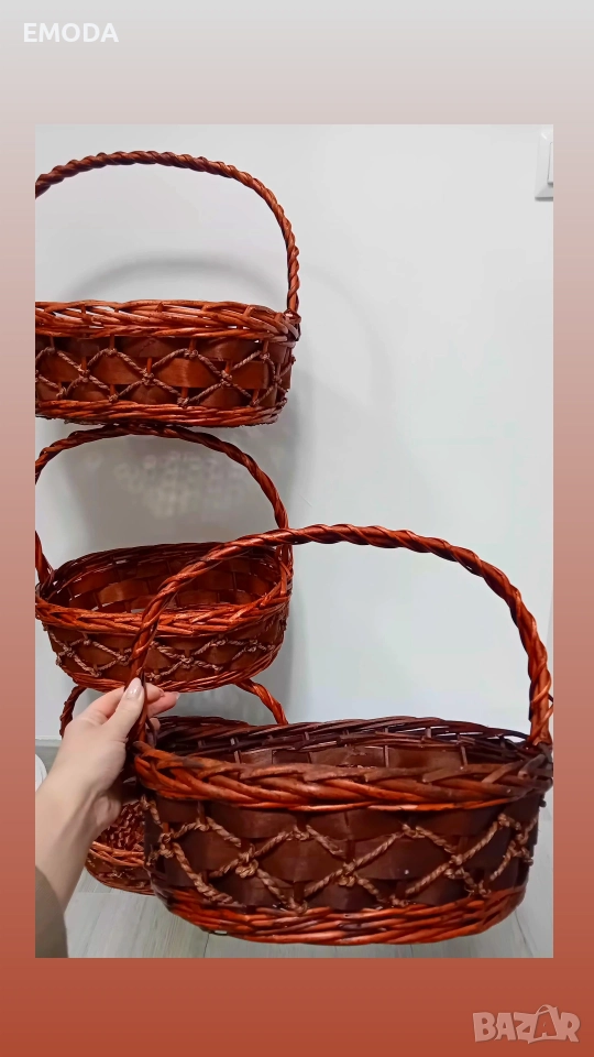 4бр плетени кошници – комплект, отлично състояние, снимка 1
