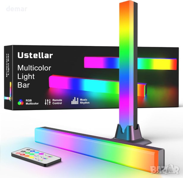 Ustellar RGB светлинна лента за синхронизиране с музика,8 динамични режима за декорация на стая 2 бр, снимка 1