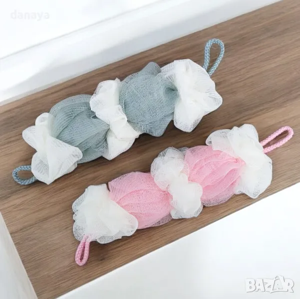 5372 Гъба за баня изтривалка за гръб в нежни цветове, снимка 1