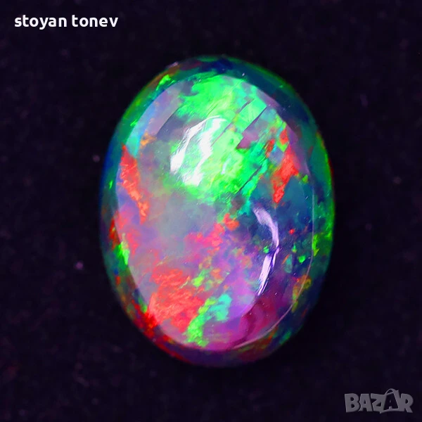 Ултра рядък черен опал с патерн Кленов лист 4.58кт.! Нов! Първокласен образец!, снимка 1