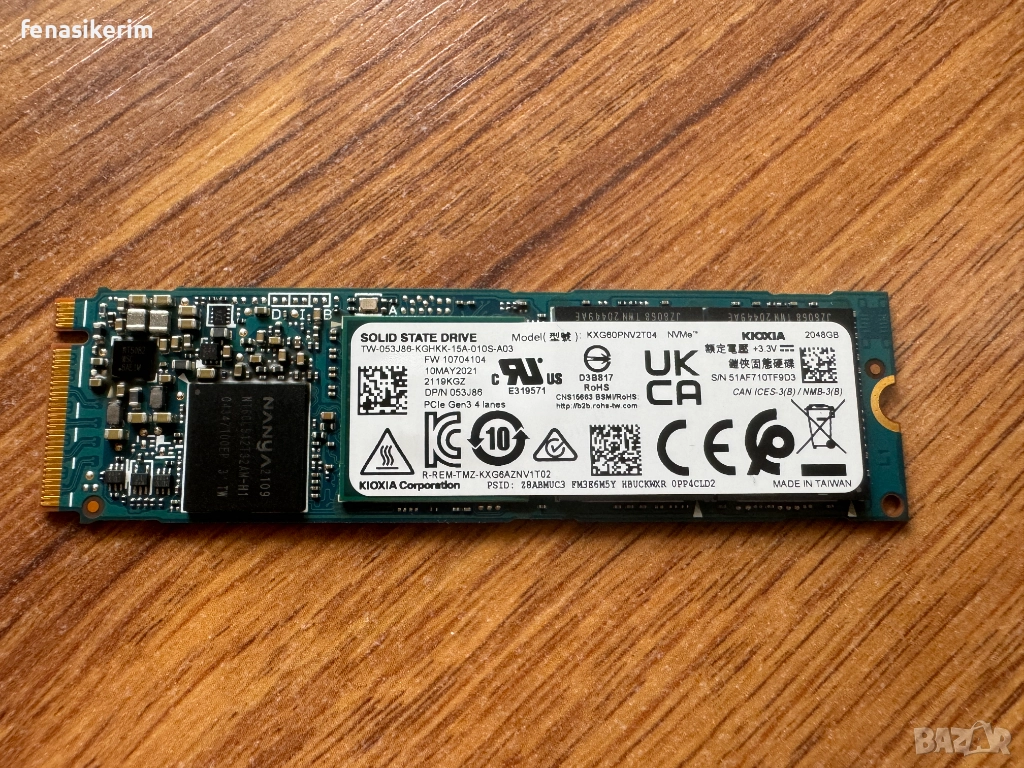  2000GB 2TB SSD NVMe SSD 2280 Kioxia XG6 Gen 3 x4 PCIe, снимка 1