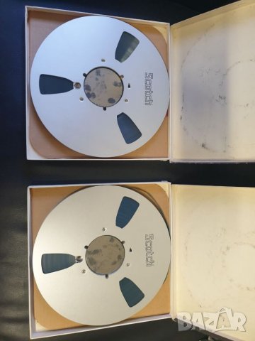 Лот от 2бр - 26,5см 10,5" алуминиева магнетофонна ролка Scotch С лента и кутия. В много добро състоя