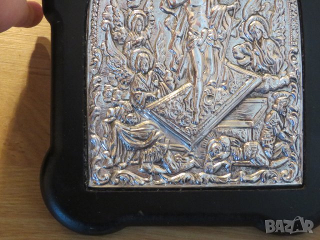 Гръцка православна сребърна икона сребро проба 999 - ВЪЗКРЕСЕНИЕТО НА ХРИСТОС - Стар внос от Гърция , снимка 5 - Антикварни и старинни предмети - 30016559