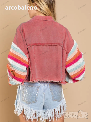 Ежедневно дамско дънково яке с дълги ръкави в цвят дъга, 3цвята , снимка 11 - Якета - 44751638