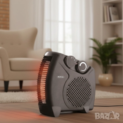 Отоплителна вентилаторна печка Rosberg – 2000W, черен/бял, снимка 2 - Друга електроника - 51852377