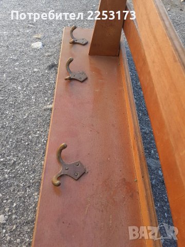 Селска дървена вила за сено и закачалка с месингови куки, снимка 3 - Декорация за дома - 38085350