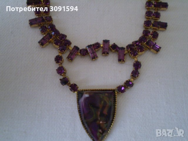 Старо колие огърлица чешки лилав кристал, снимка 8 - Антикварни и старинни предмети - 36860199