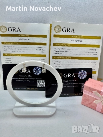 Сребърни обеци с мойсанит (Диамант) 0.5 карата, снимка 2 - Обеци - 52370580