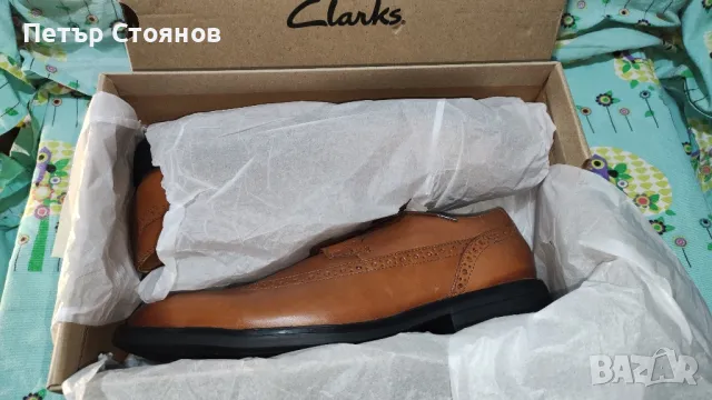 Елегантни мъжки половинки от естествена кожа Clarks №43, снимка 11 - Официални обувки - 49524081