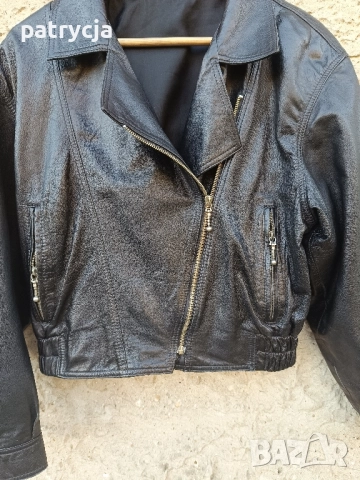 Vintage дамско кожено яке  90s черно М, снимка 5 - Якета - 52126325