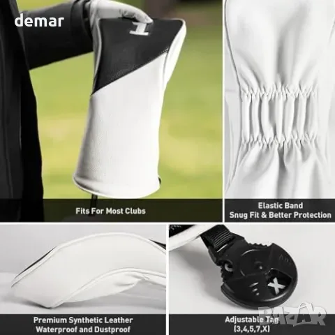 Комплект Golf headcovers за драйвър, феъруейууд и хибрид – синтетична кожа, мека подплата, с, снимка 4 - Голф - 55827455