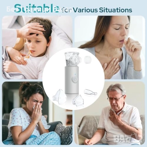 Нов Тих Портативен инхалатор за възрастни и деца 1–5 μm Финa мъгла, снимка 7 - Други - 52477178