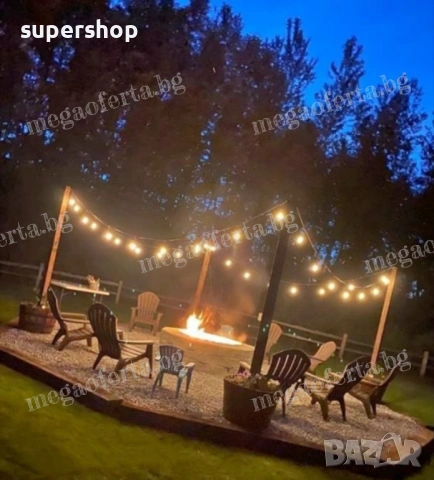 Светлинна Верига 10м. с 20Бр. Външни Нечупливи Лед Крушки за Декорация, снимка 10 - Външни лампи - 54155770