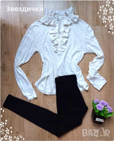 Красива блузка с къдрички от фино плетиво, S, снимка 2 - Блузи с дълъг ръкав и пуловери - 31374360