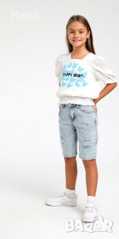 Блуза Escabel сини пеперуди, снимка 5 - Детски Блузи и туники - 39692841