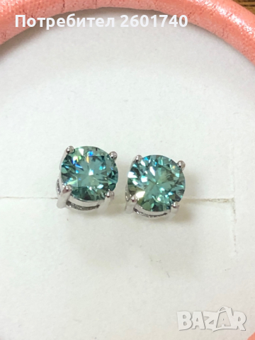 Сребърни обици с Мойсанит (Диамант) брилянт Два Карата!!!, снимка 3 - Обеци - 36497074