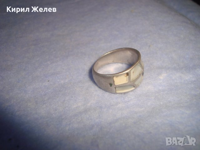 СТАР СРЕБЪРЕН СЕДЕФЕН АРТ ПРЪСТЕН АНГЛИЯ СРЕБРО 925 МАЙСТОРСКА РЪЧНА ИЗРАБОТКА УНИКАТ 25920, снимка 11 - Пръстени - 37395451