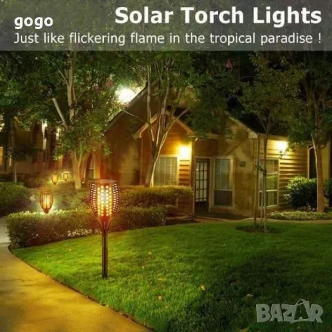 Промоция: Соларна LED Лампа имитираща огън със светлинен сензор, размер: 7 х 51 см, снимка 10 - Соларни лампи - 48045633