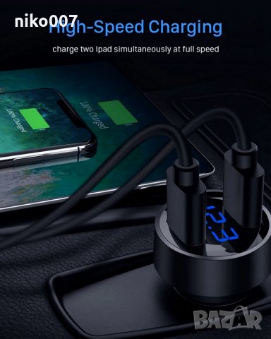 Супер бързо зарядно за кола за телефон-таблет и др.+волтметър 2X Usb Quick Charge, снимка 6 - Аксесоари и консумативи - 29418822