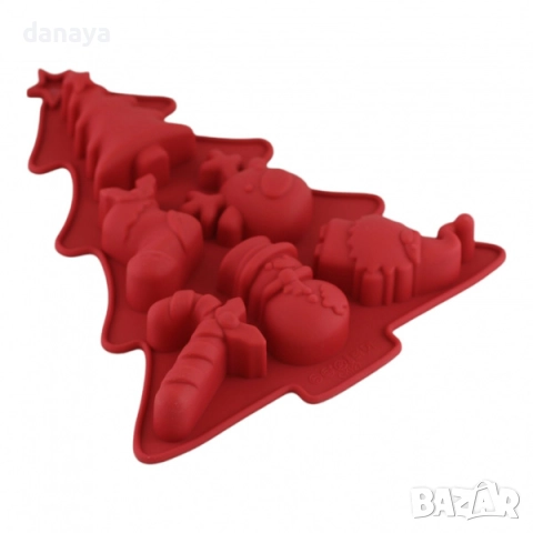 6111 Силиконов молд Елха с 6 коледни форми за сладки, снимка 8 - Форми - 51608461