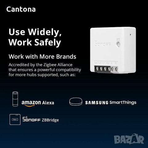 Мини превключвател SONOFF ZBMINI ZigBee, 2-посочен превключвател за осветление, съвместим с Alexa, S, снимка 2 - Друга електроника - 34878039