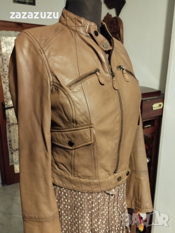 ЕСТЕСТВЕНА КОЖА цвят карамел, агрешка напа, снимка 2 - Якета - 32675181