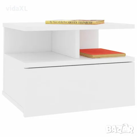 vidaXL Нощни шкафчета за стена, 2 бр, бели, 40x31x27см инженерно дърво, снимка 3 - Шкафове - 56147716