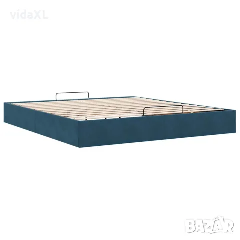 vidaXL Рамка за легло с османи без матрак Тъмно синьо 200x200cm Кадифе, снимка 9 - Спални и легла - 56147050