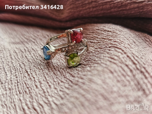 Ръчно изработен пръстен с естествени кристали, снимка 4 - Пръстени - 54218356