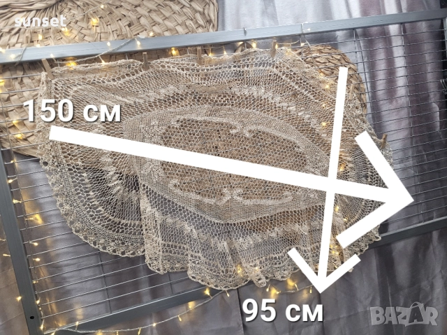 плетена овална покривка бежова-195/95, снимка 6 - Покривки за маси - 51829624