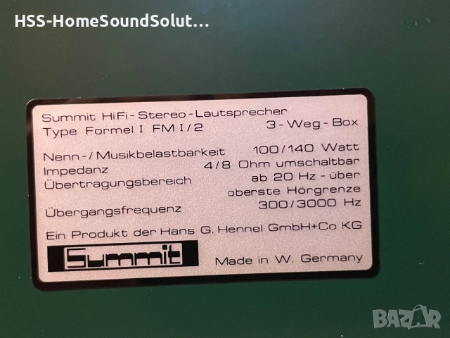 🇩🇪 SUMMIT Formel 1 FM 1/2 - 100/140W-4/8ohm, снимка 17 - Тонколони - 51839814