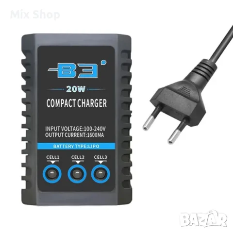 Ново Зарядно устройство B3 20W за LiPo 2S-3S, 1.6A, батерии 7, 4V-11, 1V, черно, снимка 3 - Друга електроника - 56072991