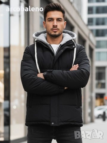 Мъжко зимно ватирано яке с качулка, 4цвята , снимка 10 - Якета - 52478204