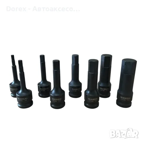 Ударни битове шестограми 1/2" 8 бр. HAWEK, снимка 3 - Куфари с инструменти - 56012258