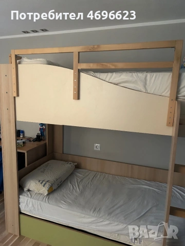 Детско двуетажно легло, снимка 2 - Мебели за детската стая - 53132949