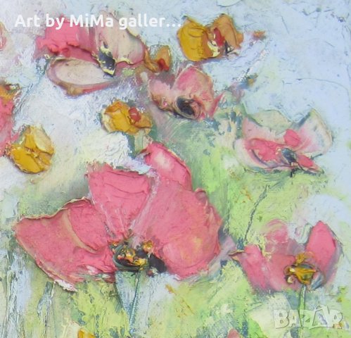 Розови цветя, макове, мак  - Art by MiMa, картина, kartina, painting, снимка 3 - Картини - 30549036