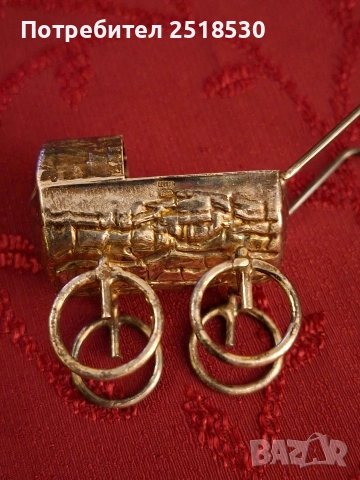 Сребърна миниатюрна количка, снимка 2 - Антикварни и старинни предмети - 52806850