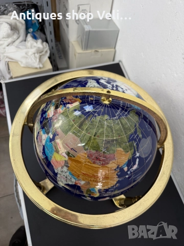 Настолен глобус от полускъпоценни минерали №7670, снимка 6 - Антикварни и старинни предмети - 52627022