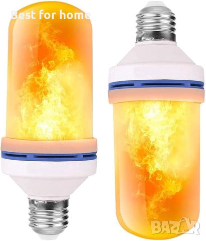 LED крушка с ефект на пламък - 4 режима, сензор за гравитация, 1500K